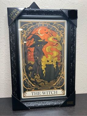 NEW Sapna Shah Halloween Tarot Card ‘The Witch’ with Cat 18”x12” Framed Art